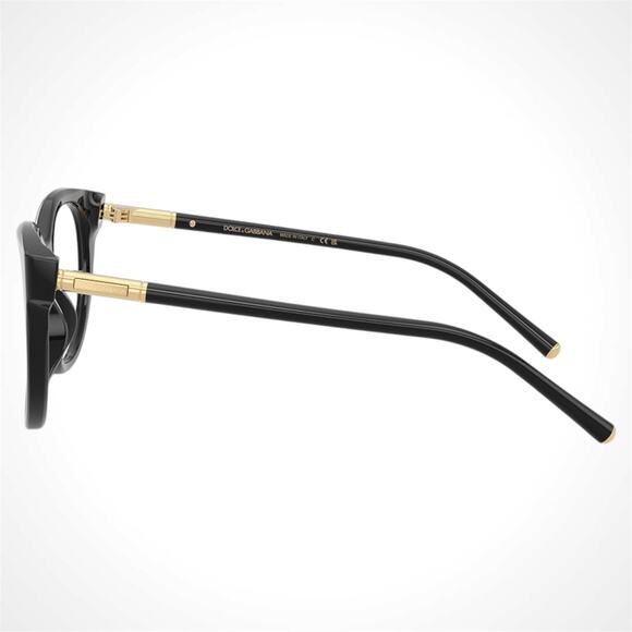 New Dolce&Gabbana Eyeglasses Black Phantos Gold Metal Logo 53-21 Glasses Frames